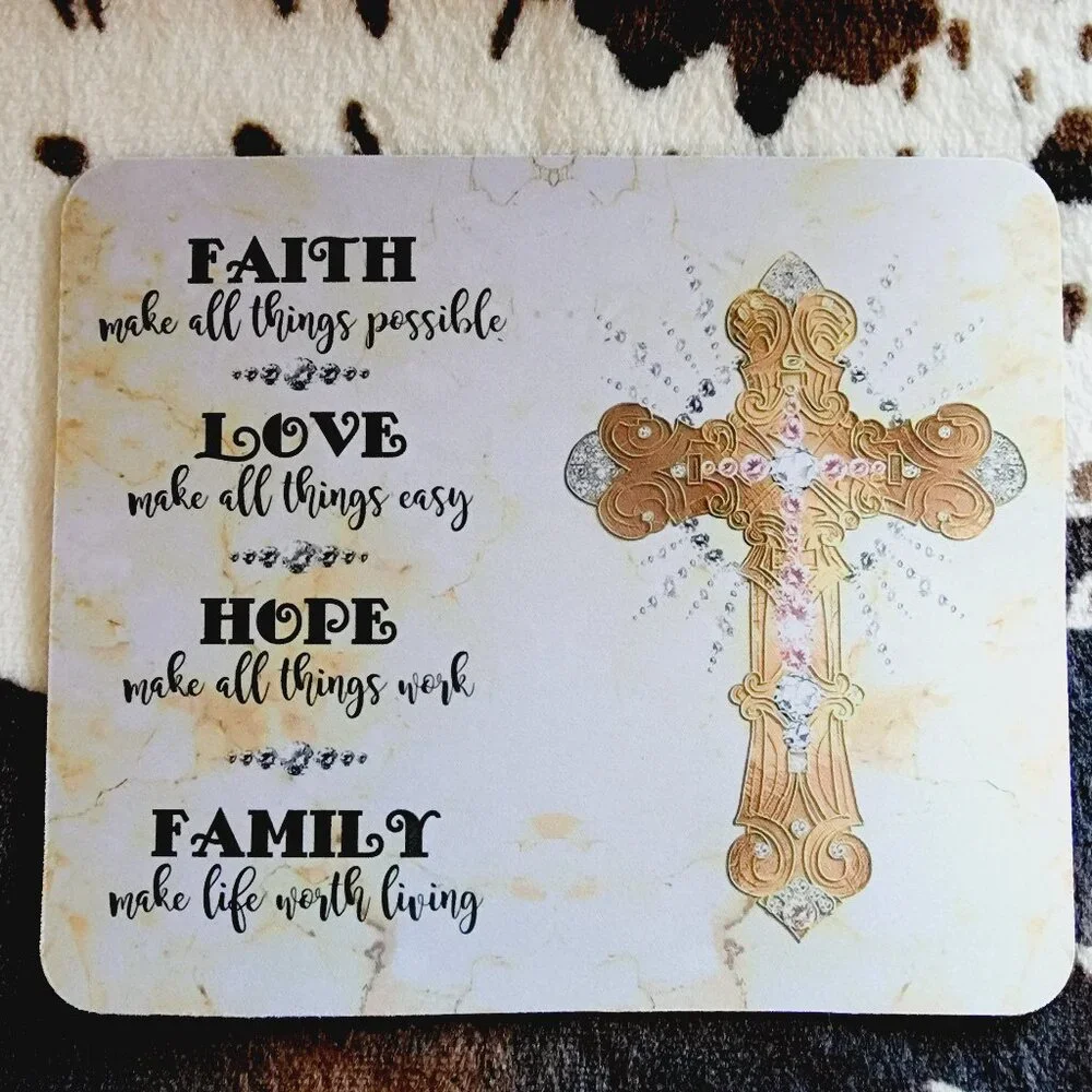 Faith Makes All Things Possible Cross Computer Mouse Pad